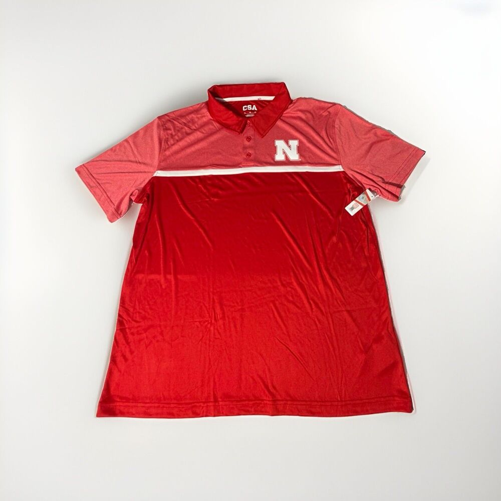 NWT CSA Nebraska Cornhuskers Polo Shirt Men’s XL Red Performance Golf NCAA